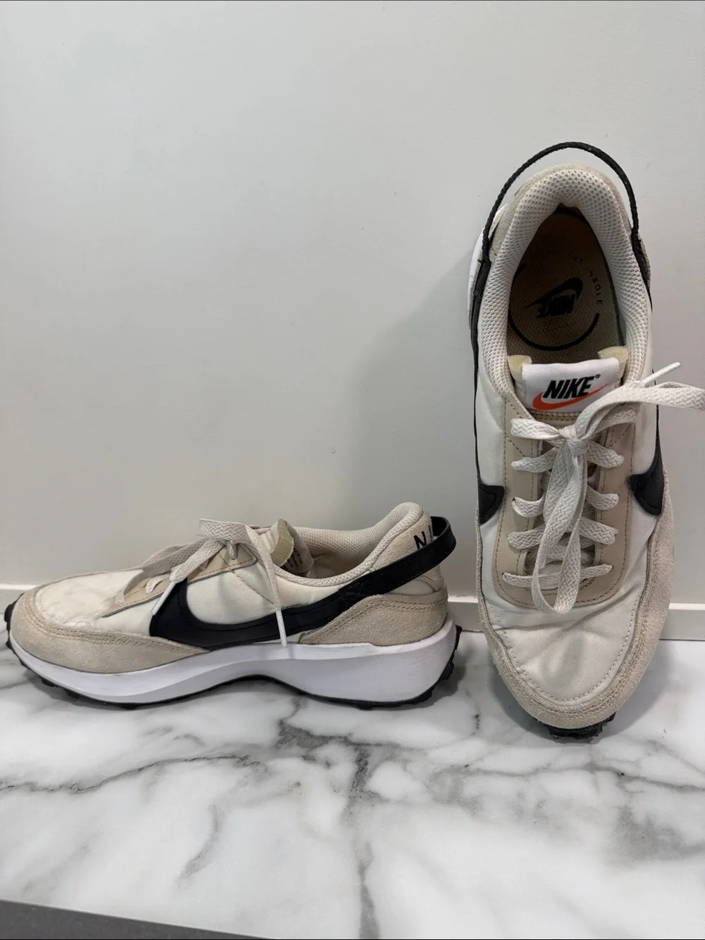 Nike Waffle Debut Athletic Shoes Womens 8 Sanddrift Black Phantom White Lace Up